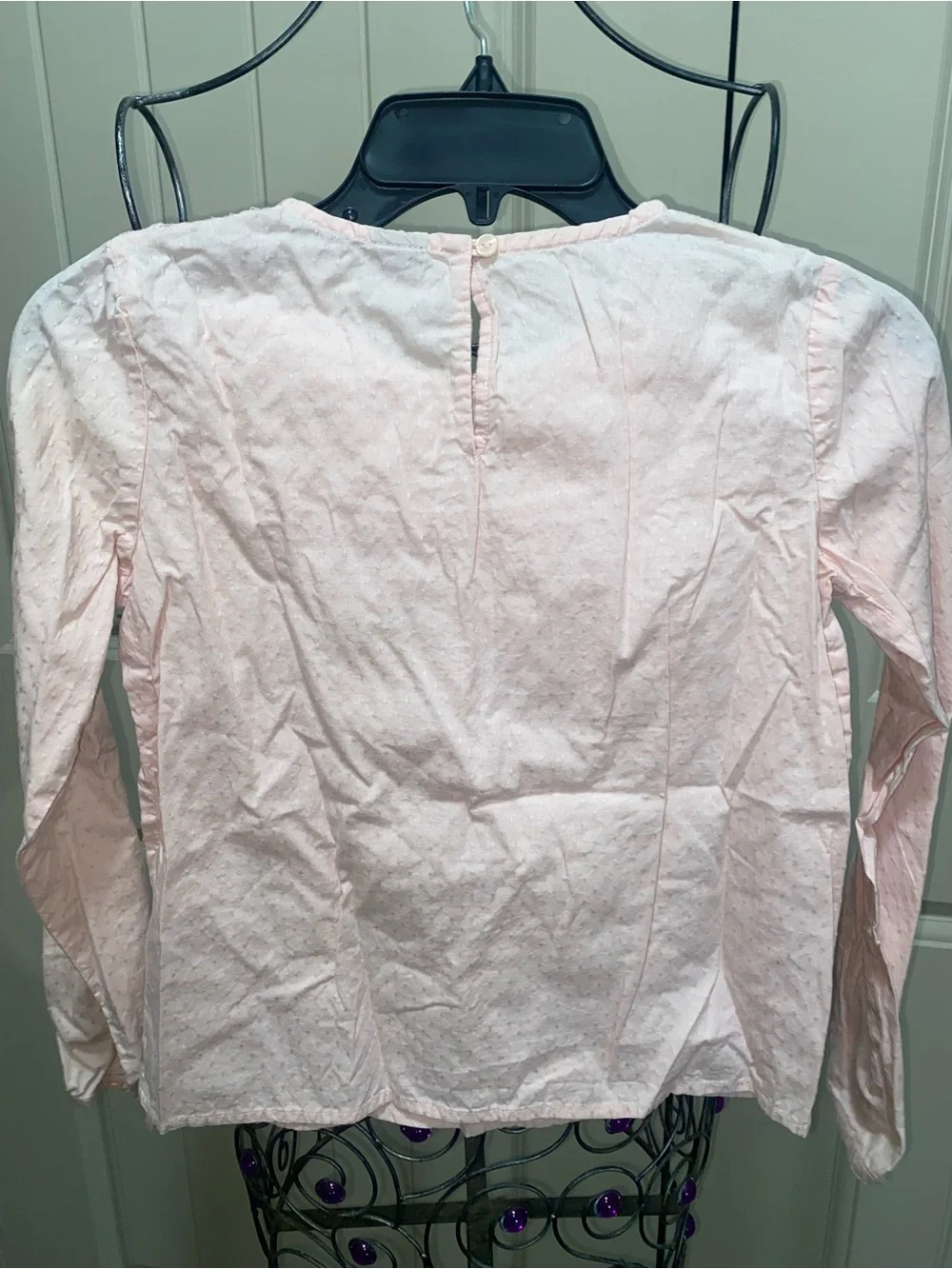 GAP Long-Sleeve Pink Floral Embroidered Yoke Top